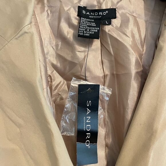 Sandro | Women's Khaki Jacket Belted Sz. L - Picture 2 of 4